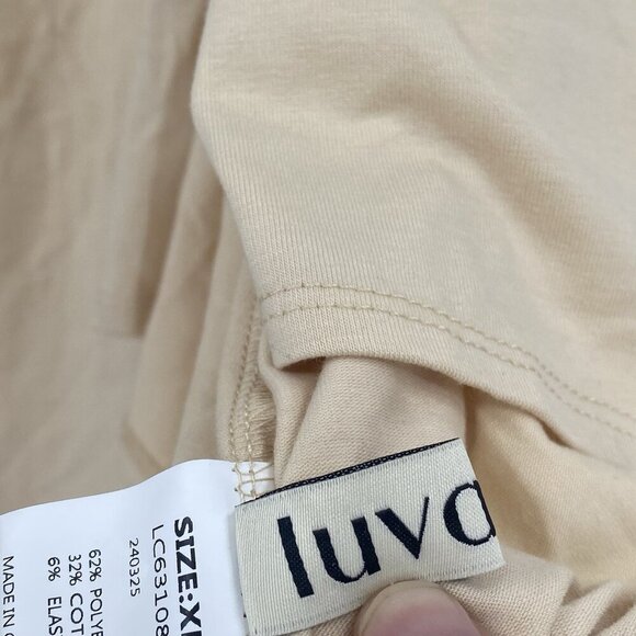 Luvamia Womens XL Beige Midi Asymmetrical Hem Skirt Smocked - Picture 9 of 12